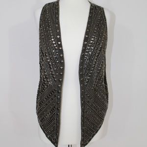 Haute Hippie army Green Embellished Open Vest